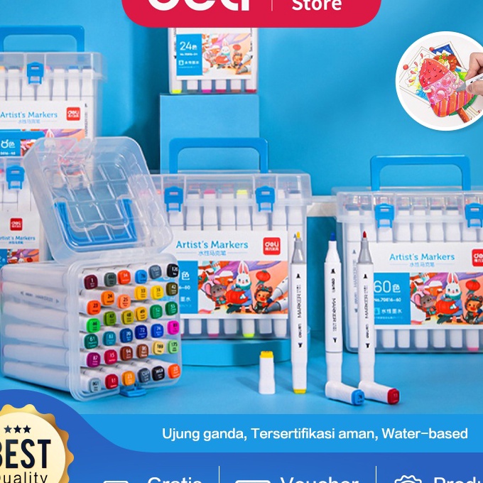 

Eksklusif Deli Sketch Marker Waterbased Marker Spidol Sketsa Double Tip 12 hingga 8 Warna 76