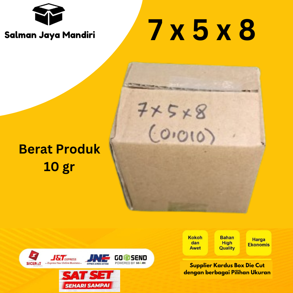 

Kardus Box Karton Kotak Dus Packing Polos 7x5x8 cm