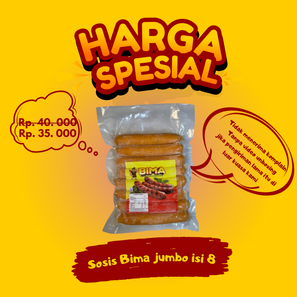 

Sosis Bakar Bima - Jumbo isi 8, kombinasi sapi & ayam, 500g