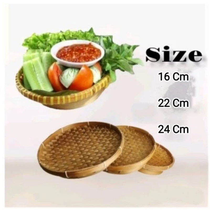 Piring Bambu Bulat / Piring lalapan Bambu Bulat/ Piring Bambu Anyaman/ Piring Anyaman Bambu