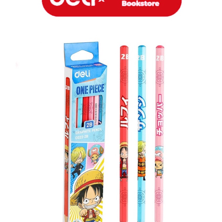 

KP8 Deli EC222B One Piece Graphit Pencil Pensil Kayu Grafit 2B Lucu Kartun One Piece isi 12pcs Box