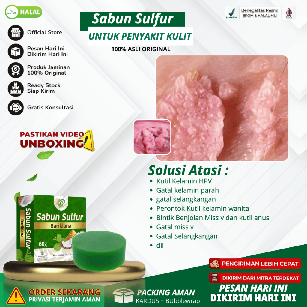 Sabun Sulfur - Sabun Binahong Obat Benjolan Miss V, Vagina Gatal Perih Bau Kutil Vagina Sariawan Vag