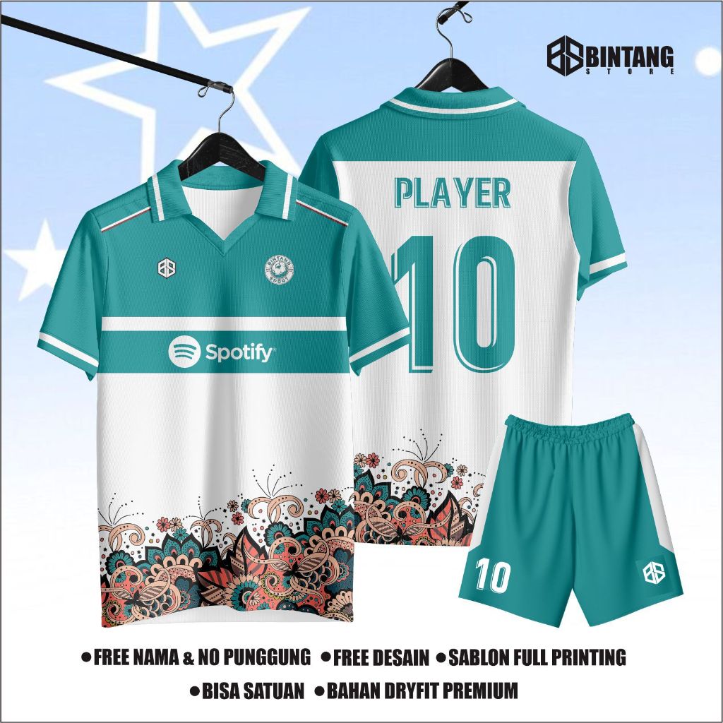 Jersey futsal jersey bola printing berkerah baju bola baju futsal gratis nama nomor punggung