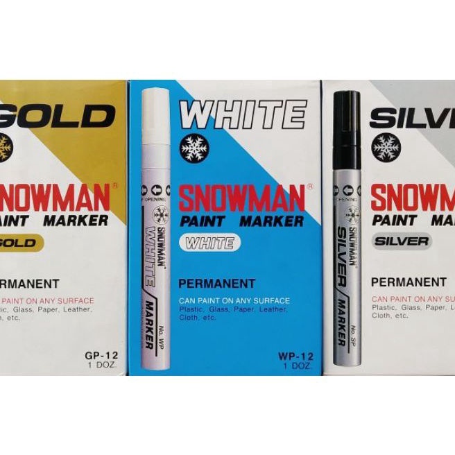 

KI3 Spidol Snowman Paint Marker WhiteGoldSier 1pak12pcs