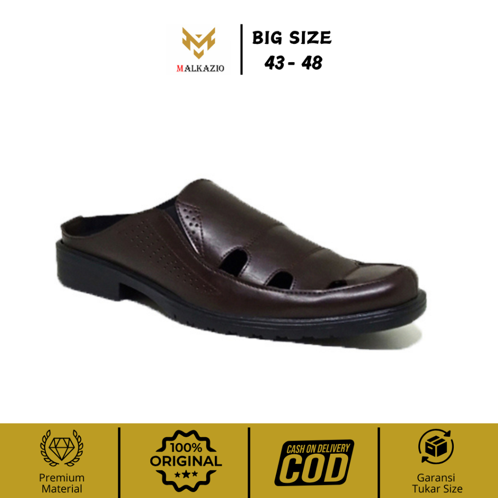Malkazio | Sepatu Sandal Pria Bustong Kasual Formal Slide Ukuran Jumbo Big Size 43 44 45 46 47 48