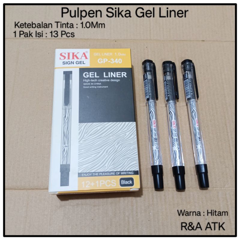 

1 Pak Pulpen Gel Liner Sika GP 340 Hitam Isi 13 Pcs