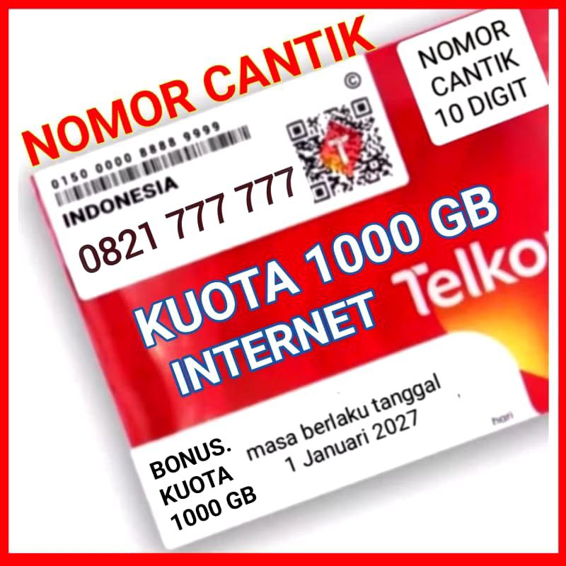 (COD) KARTU PERDANA TELKOMSEL/NO CANTIK BONUS KUOTA 1000GB SELURUH WILAYAH INDONESIA