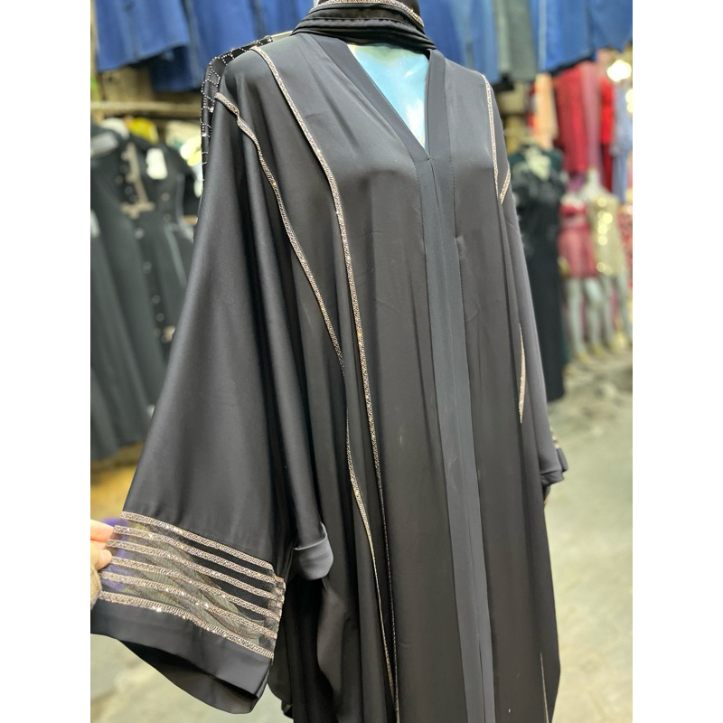 Abaya Wanita Dewasa Mesir Hitam Kaftan Free Pashmina Original Premium