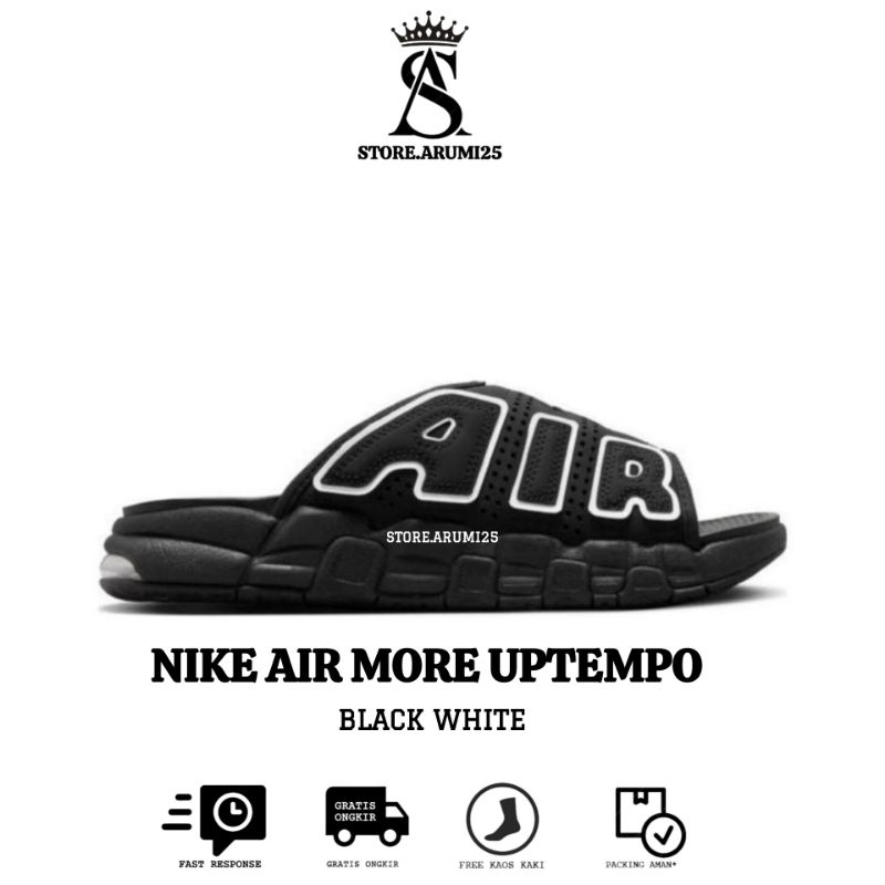 Sendal Nike Air More Uptempo Black White