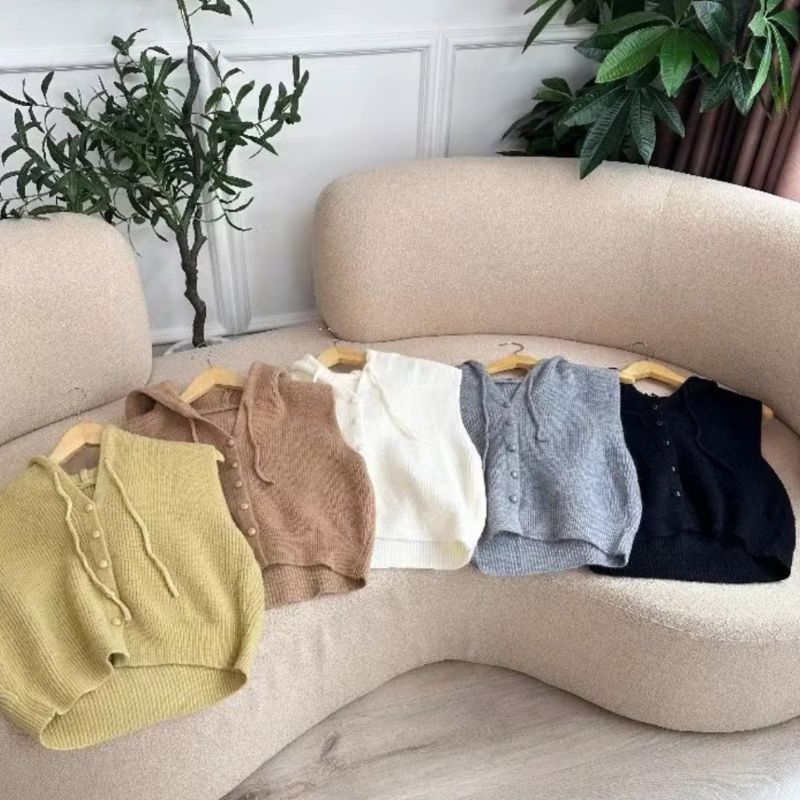 Vest Rajut Hoodie Kancing Import