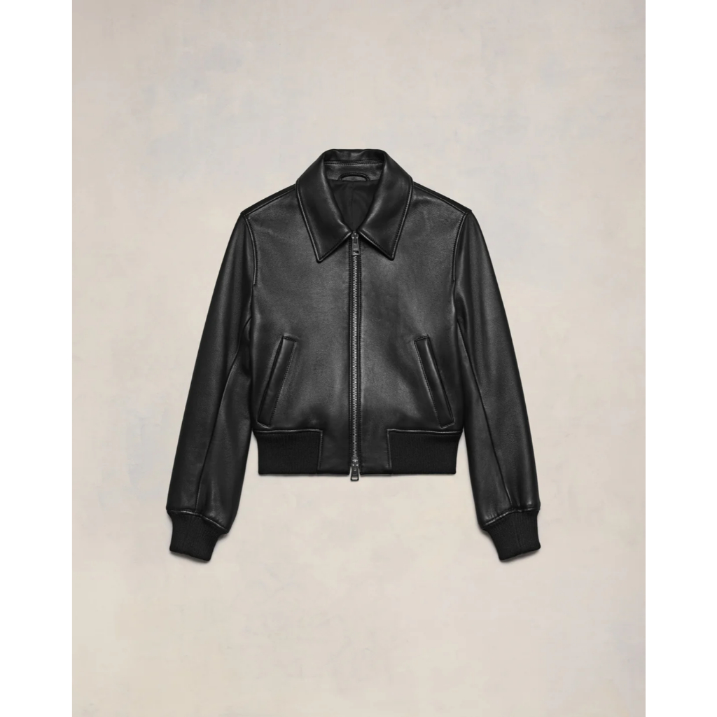 Drip Denim Bomber Zipped Leather Jacket Rip C VIENA