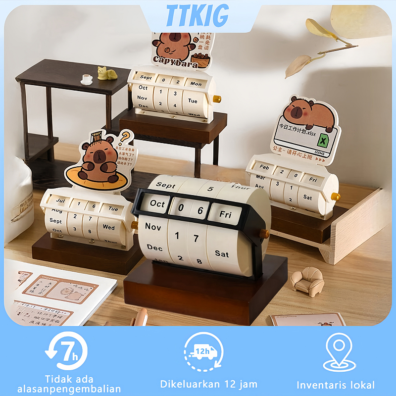 

Kalender Abadi Roda Kapibara /Kalender Roda Berputar Rotatable Wheel Calender Kalender Meja Sepanjang Masa Aesthertic Calendar Hiasan Meja /Calendar Ornament Multifunctiona