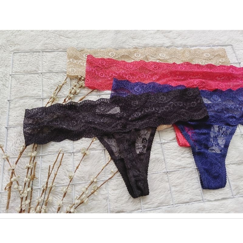 Branded Boohoo Thong Lacie Pink ruffle lace