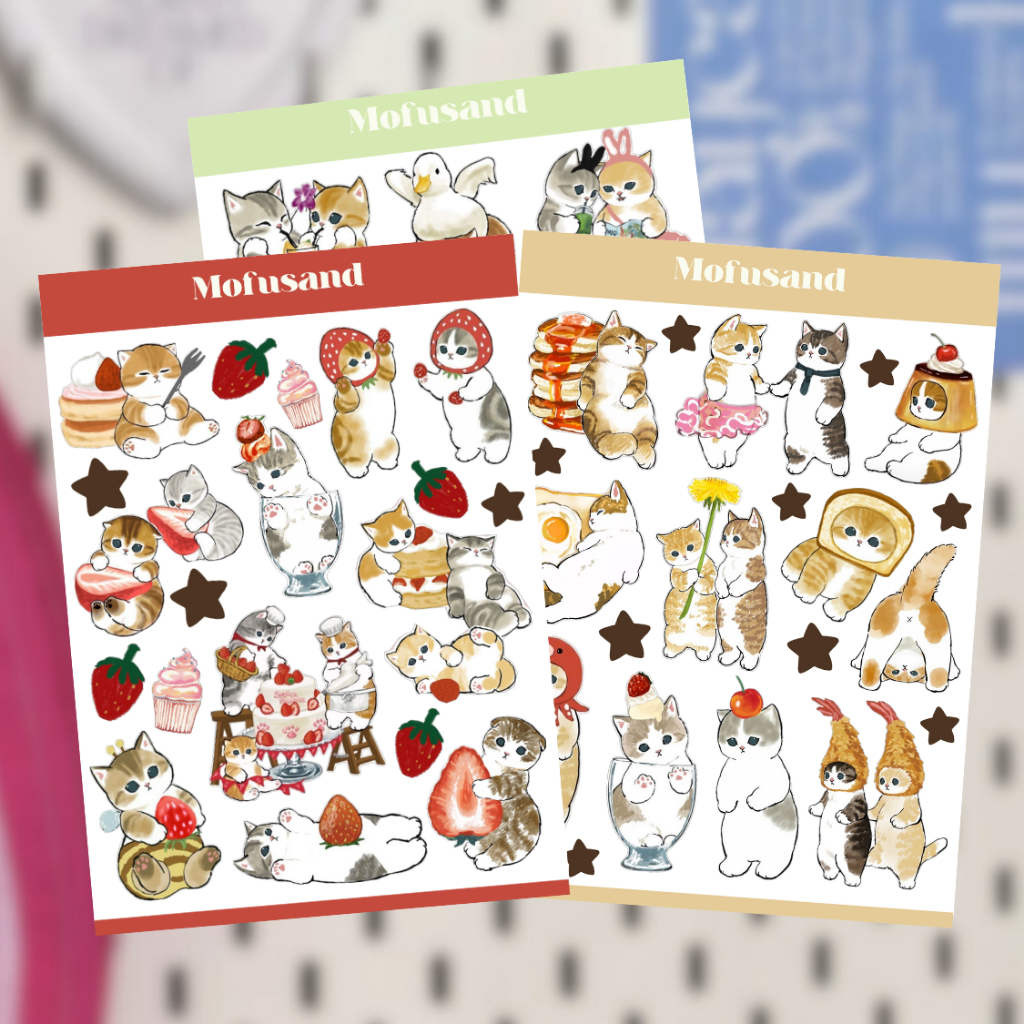 

MOFUSAND CUTE CAT DECO STICKER SHEET / CUTE KAWAII DECO STICKER VINTAGE RETRO AESTHETIC FOR JOURNALING