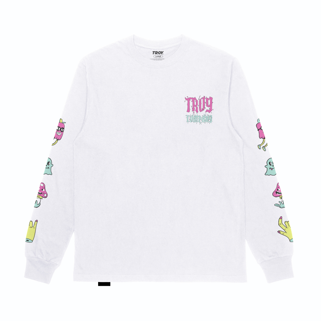 Troy Company Longsleeve Tshirt White Cute Spooky - Kaos Lengan Panjang Putih LS 2807