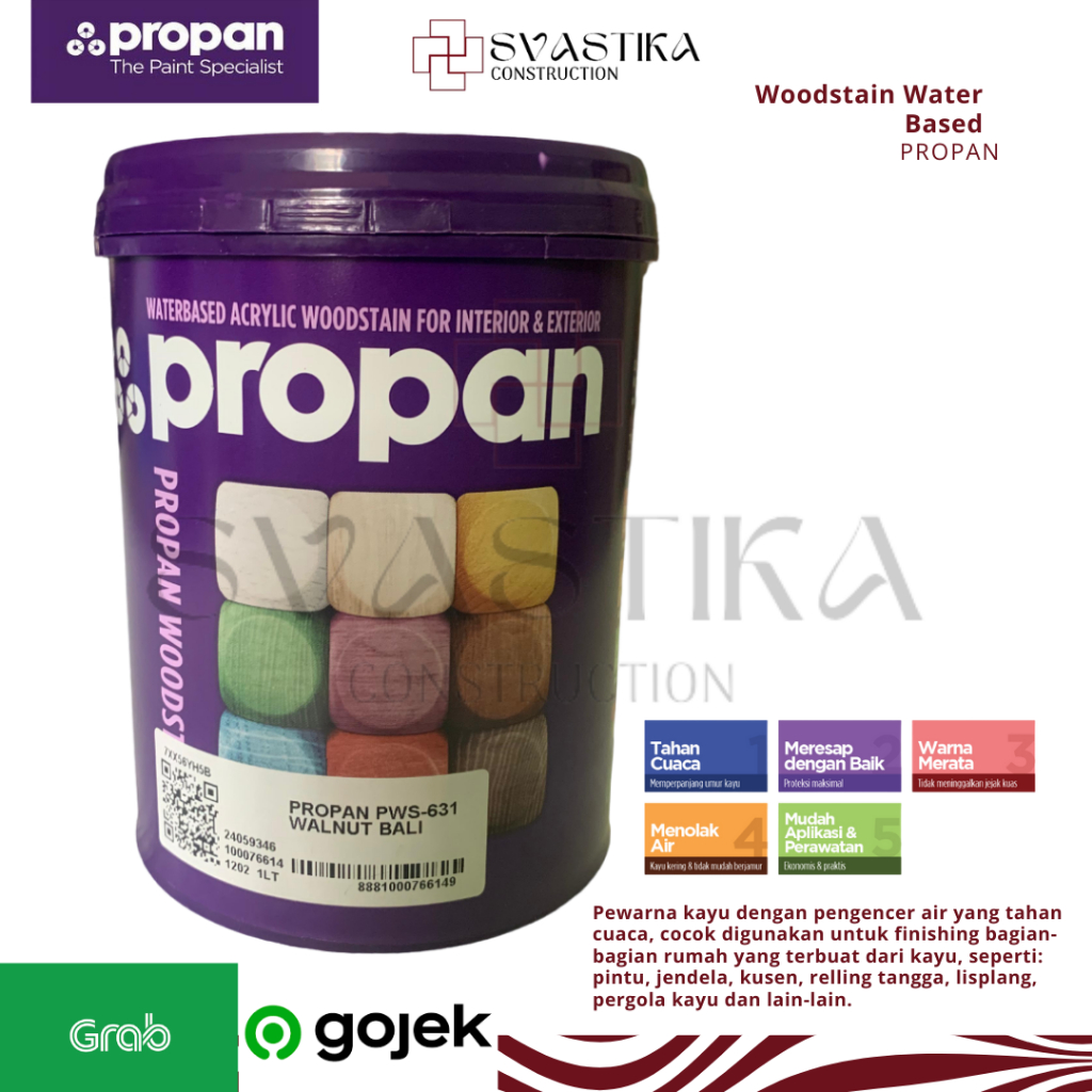 Propan Woodstain Waterbased Cat Kayu 1 Liter