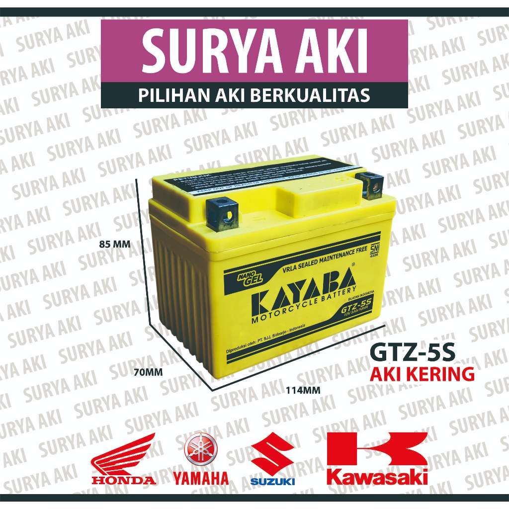 Aki KAYABA GTZ5S Aki Kering Motor Beat FI Vario 110 Verza