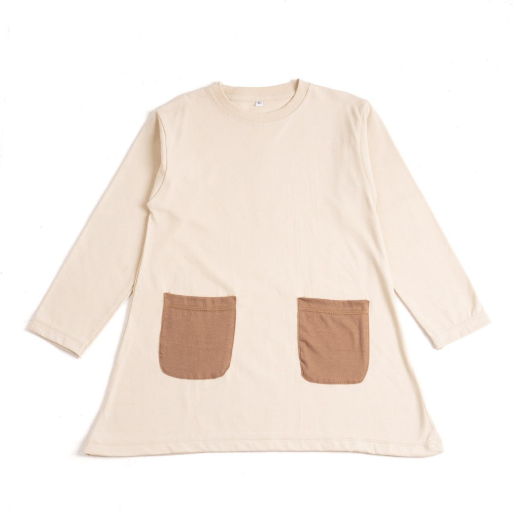 JENRA | Kaos Anak Perempuan Tunic Saku Double Bahan Katun Combad 24s Usia 1-10 Tahun