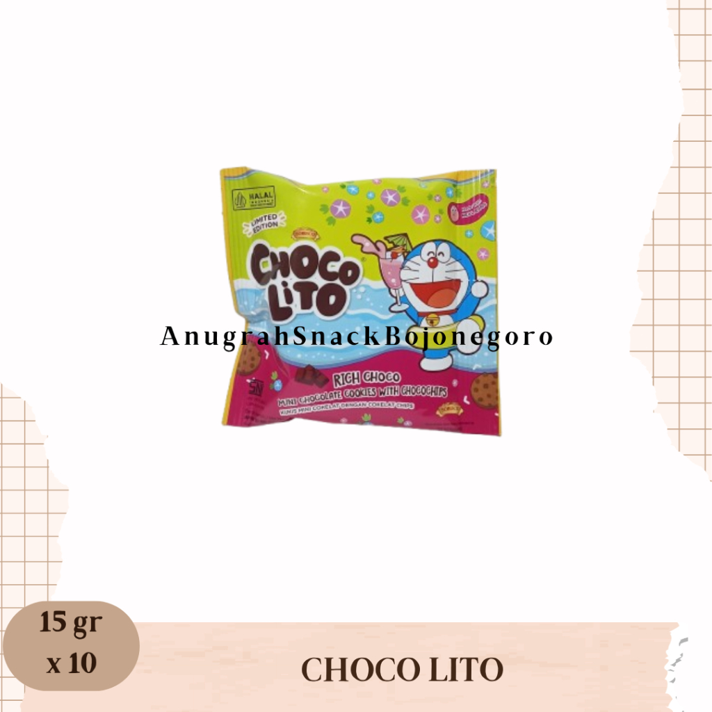 

Choco Lito Kukis Mini Cokelat dengan Cokelat Chips Renceng 15gr x 10