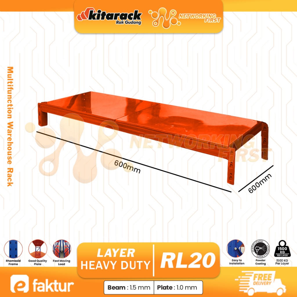 Kitarack Heavy Duty Layer Tatakan Tambahan Rak Gudang Besi RS Series