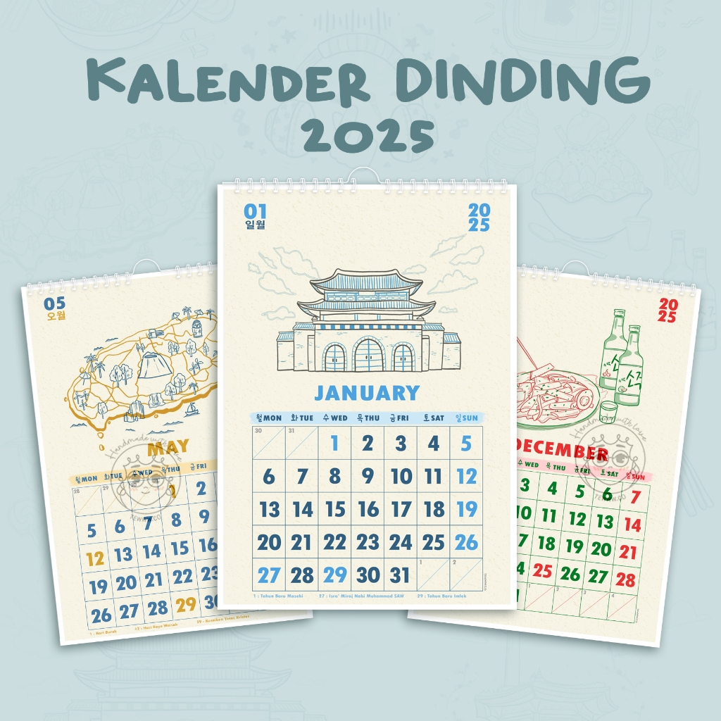

Kalender Dinding Aesthetic 2025 / kalender dinding korea 2025/ Kalender dinding ukuran A3