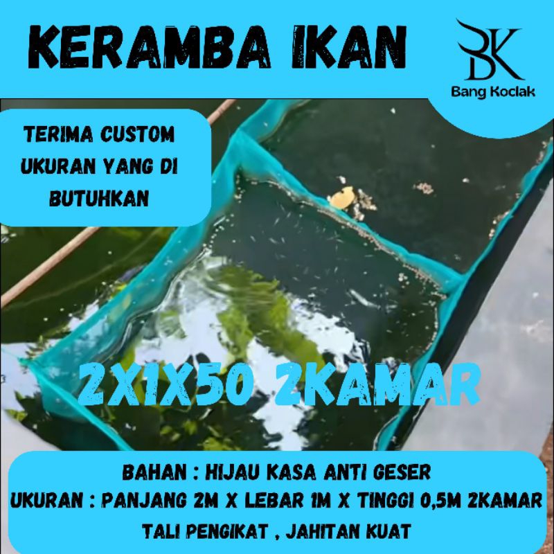 K2150HJ2k keramba ikan hapa 2x1x50 sekat 2 kamar anakan ikan burayak ternak ikan hijau kasa panjang 