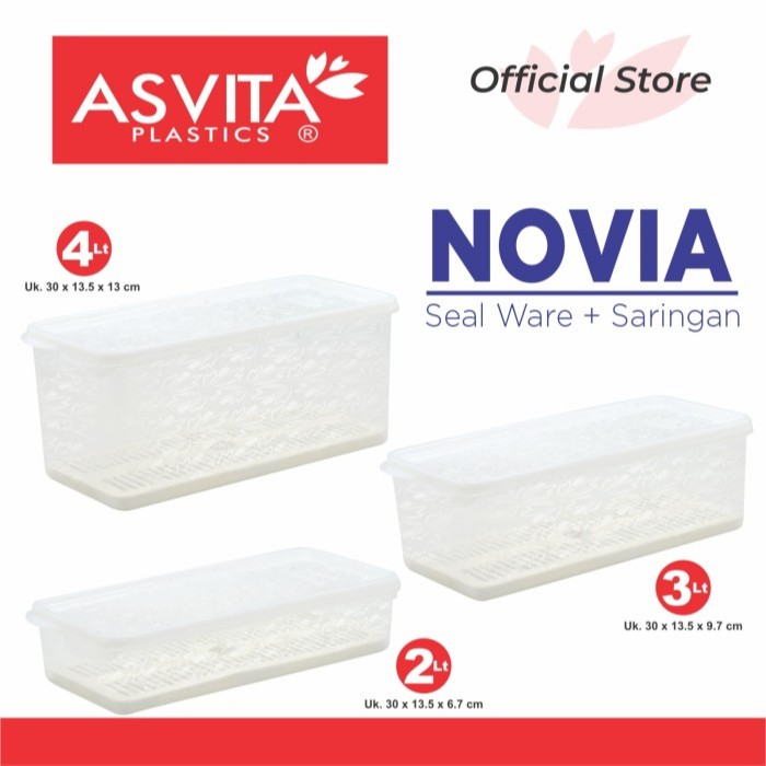 ASVITA Sealware + Saringan Kotak Penyimpanan Makanan Plastik