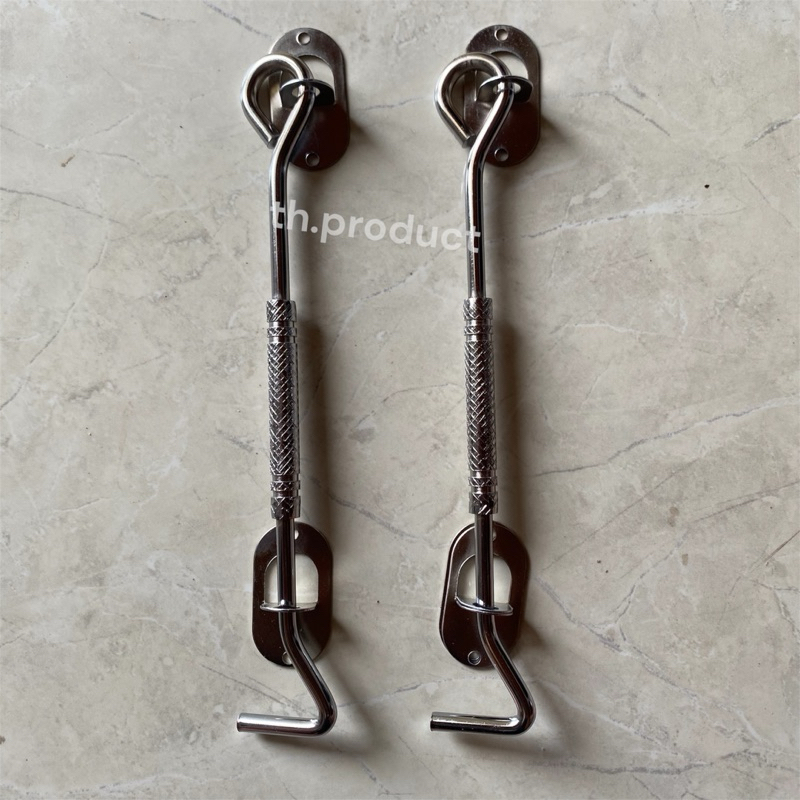 1 Pasang Hak Angin Bulat Krom Motif Penahan Jendela Rumah 20 cm 8 Inch Cantolan Jendela Penyangga Je