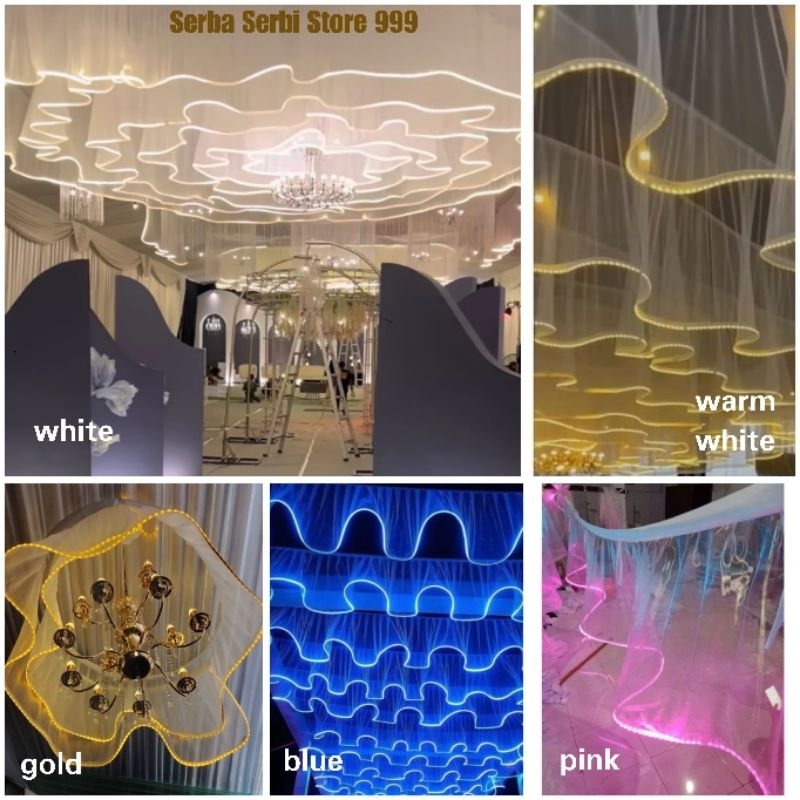 LAMPU DEKORASI TENDA - SKIRITING LAMPU TENDA ORGANZA PERNIKAHAN 6 & 10 METERAN