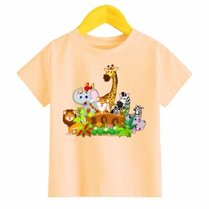 baju kaos anak anak mini zoo untuk cewek cowok umur 1-12 tahun