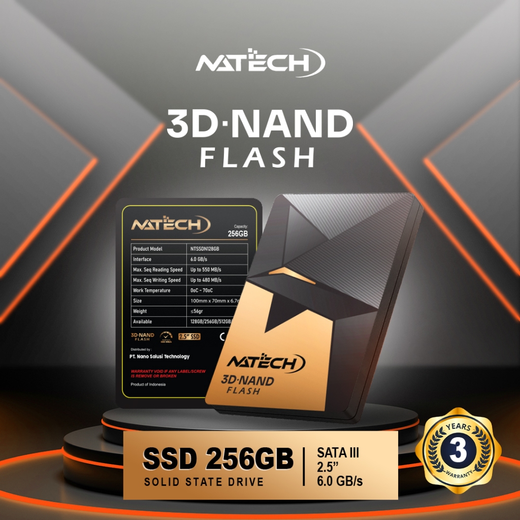 SSD SATA 256GB / SSD 256GB / SSD NATECH / SSD 2.5" SATA NATECH 256GB