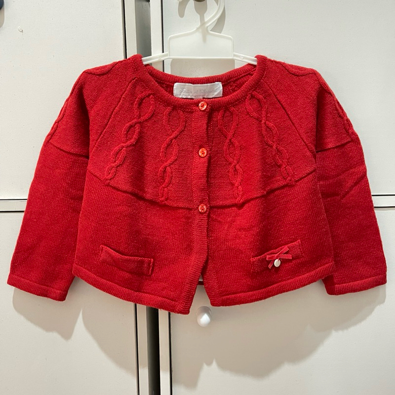 Crop cardi bayi merah kepang tartin*e et chocolat prelov, 1-2th