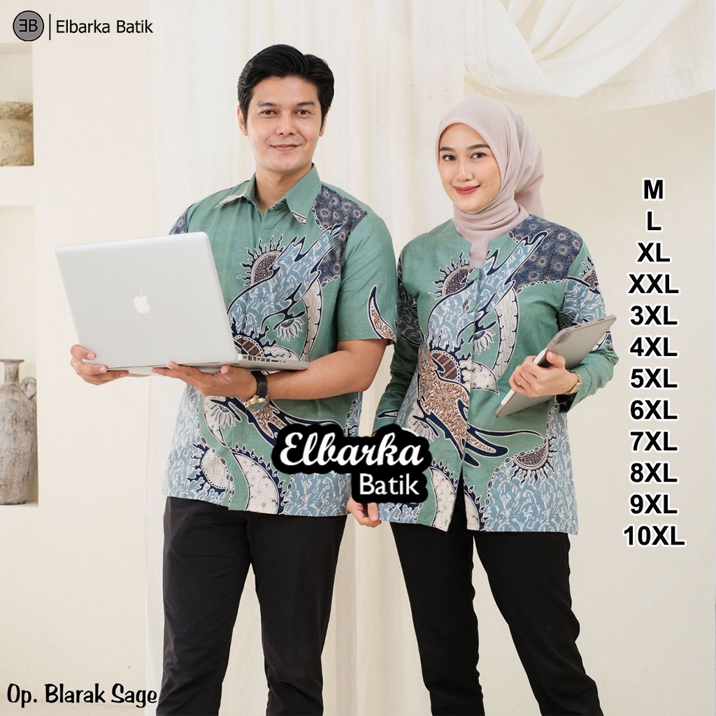 Atasan Batik Couple Pria Wanita Jumbo Terbaru - Kemeja Lengan Panjang & Pendek - Blus Kancing Full K