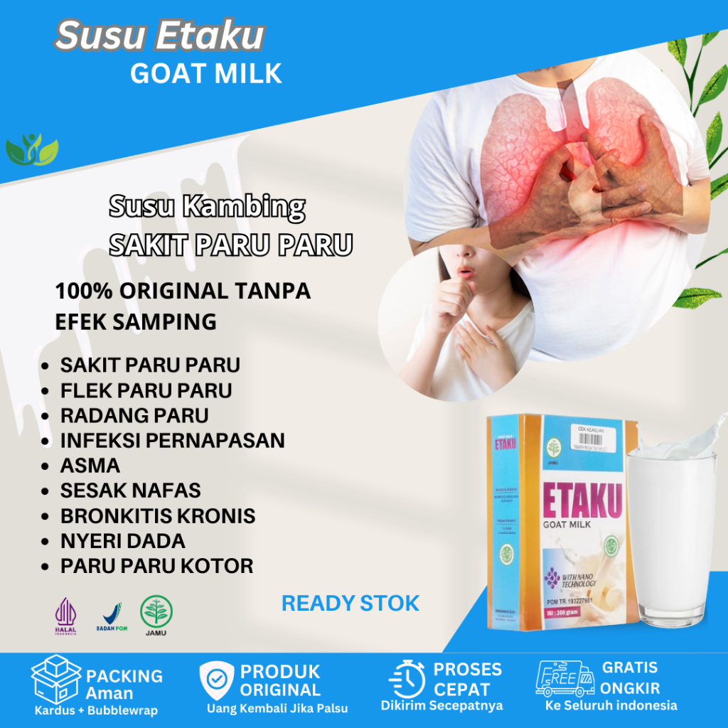 

Susu Etaku Flek Paru Paru Radang Asma Sesak Nafas Nyeri Dada Bronkhitis ISPA Sulit Bernafas Dada Sesak Batuk Berdahak