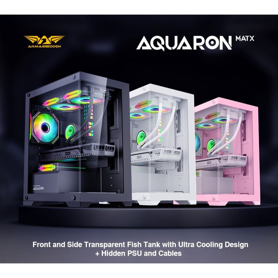 Casing Gaming Armageddon Aquaron (Hitam, Putih, Pink)