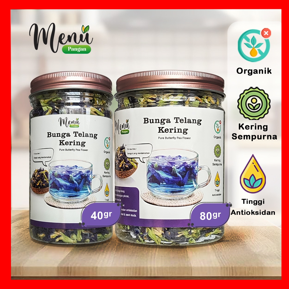 

MenuPangan Bunga TELANG KERING Organik Grade A PREMIUM - Butterfly Pea Flower Bunga Talang Biru