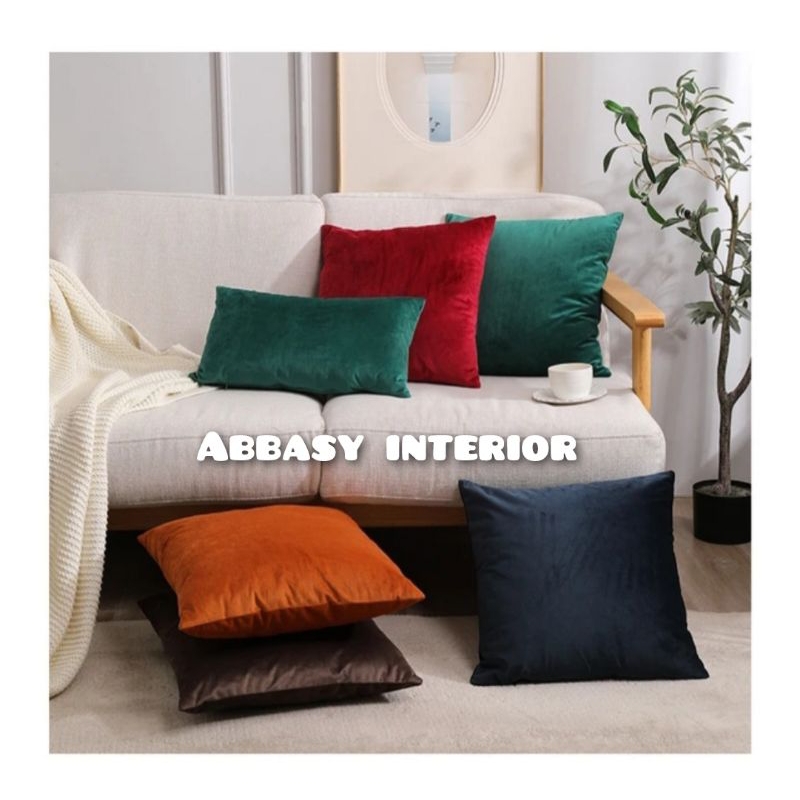 sarung bantal sofa polos bahan suede premium ukuran 35x35 40x40 45x45 50x50 60x60 bisa riques dan ku