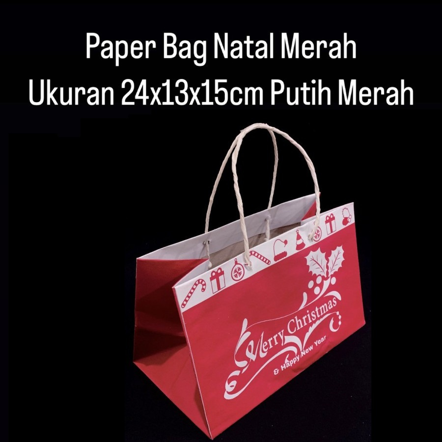 

(5 pcs) Goodiebag Merry Christmas Tas Hampers Natal Paperbag Christmas 24x13x15cm