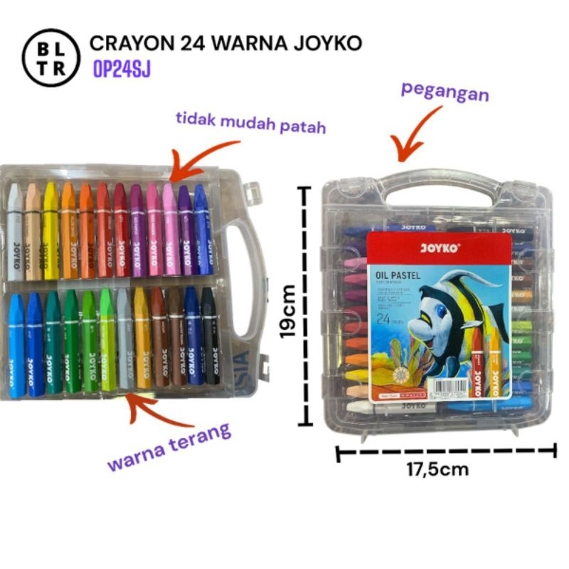 

Pak//CRAYON 24 WARNA JOYKO (OP24SJ) /OIL PASTEL /KRAYON WARNA/NEW ORIGINAL