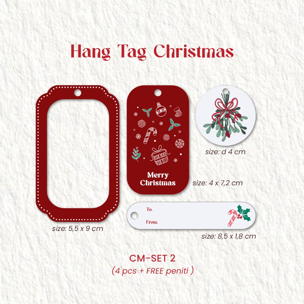 

Hang Tag 4in1 Set Merry Christmas Card / Kartu Hampers Natal Gift Aksesoris Kado Hiasan
