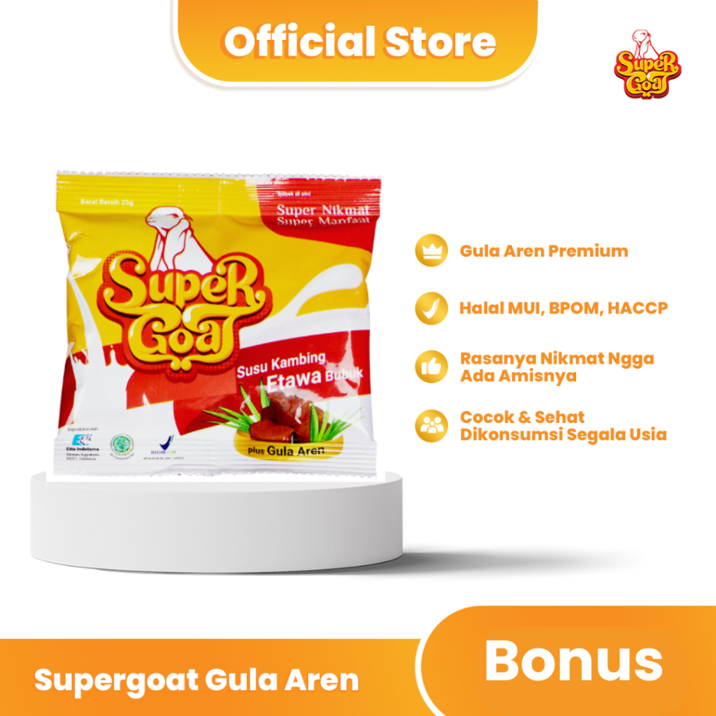 

FREE GIFT-Supergoat Susu Kambing Etawa Bubuk Gula Aren Original