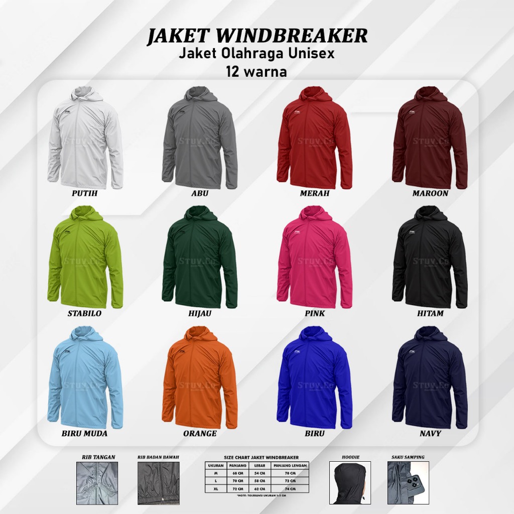 JAKET HOODIE PARASUT OLAHRAGA JAKET WINDRUNNER POLYESTER JAKET OUTDOOR FISHING RUNNING