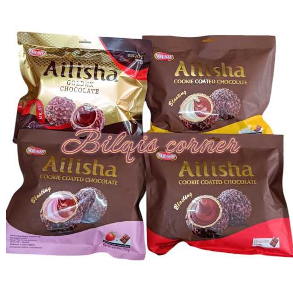 

Ailisha Cookie Coated Chocolate 250gram Golden Coklat,Milk Coklat,Strawberry