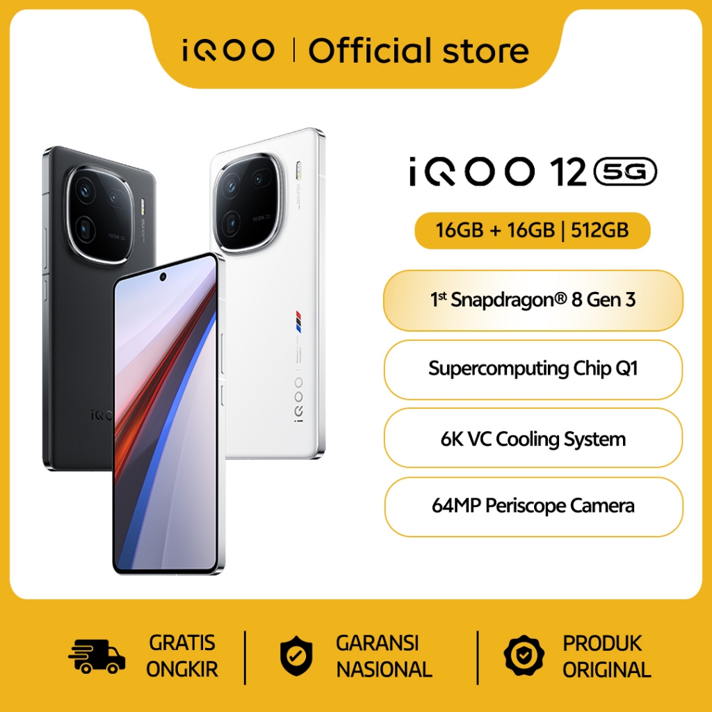 iQOO 12 (16/512)- 1st Snapdragon 8 Gen 3, 6010mm2 VC Cooling system, 5000mAh+120W, 64MP Periscope Te