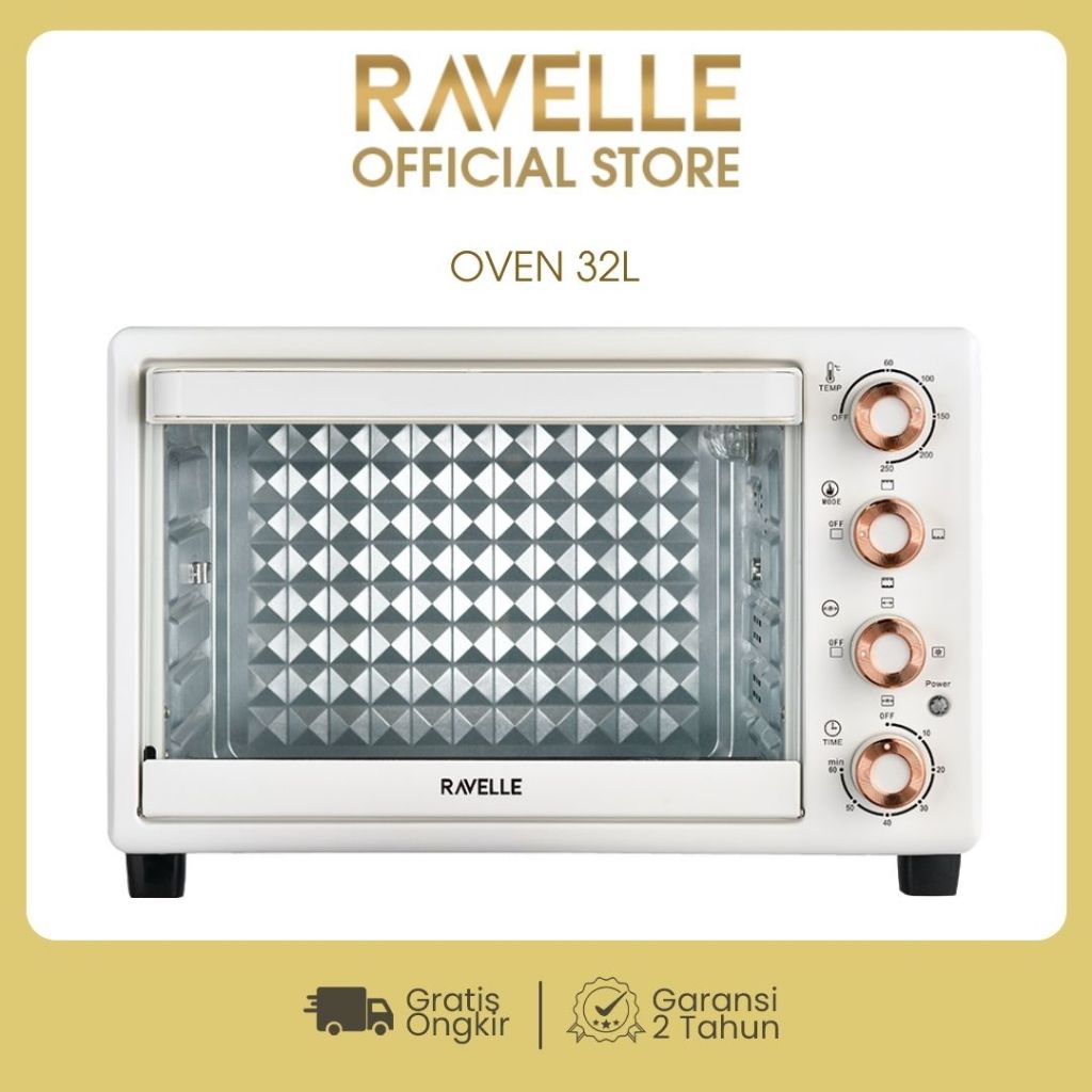 RAVELLE Electric Oven 32 Liter - Oven Listrik Low Watt - White Oven