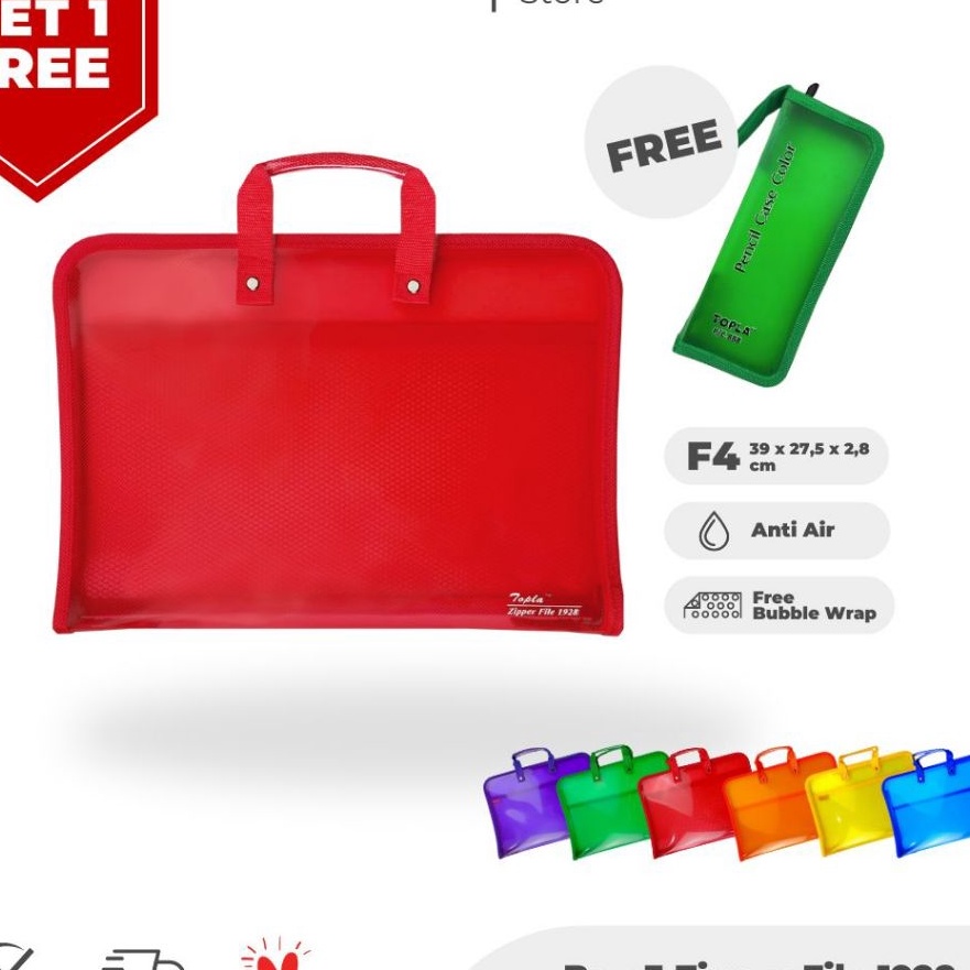 

Terlaris TOPLA Zipper File 1928 Tas Sekolah Penyimpanan Dokumen F4 dengan Slot Jaring Alat Tulis
