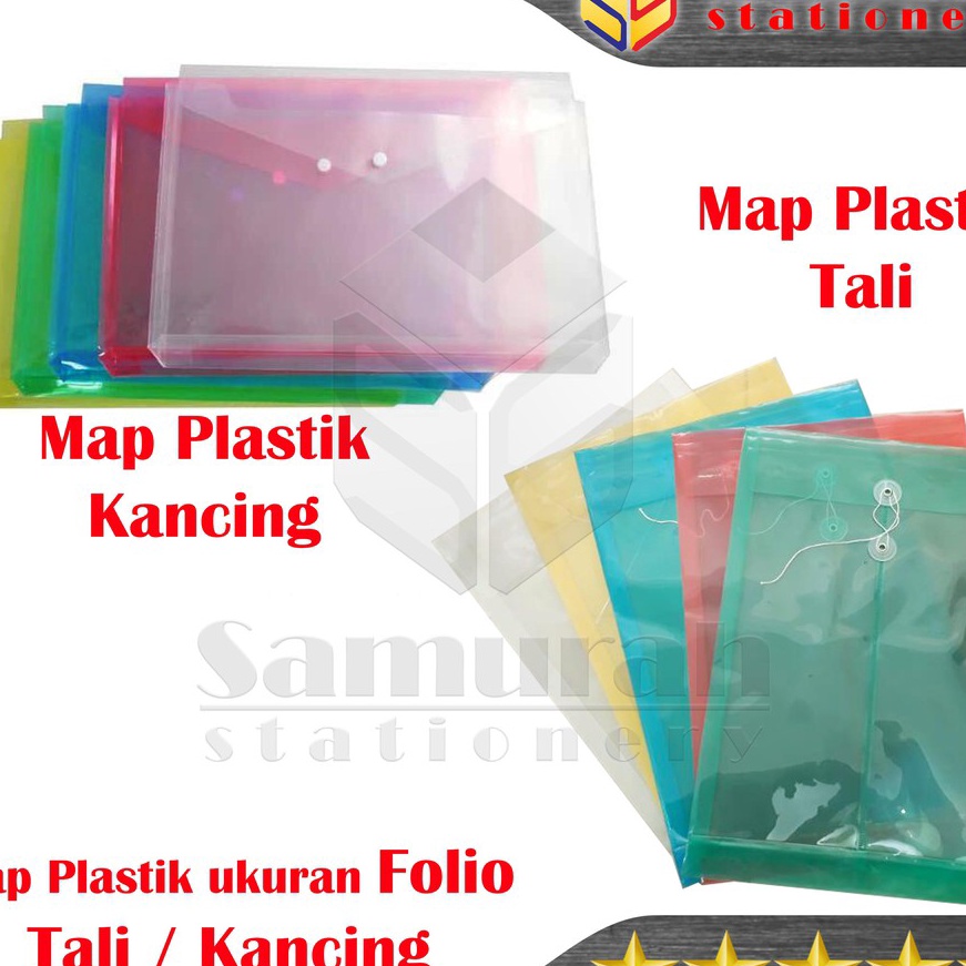 

Terlaris Map Plastik Kancing Folio Punggung Per Lusin Map Plastik Tali ukuran F4 Transparant Clear isi 12 Pcs Warna Transparant Bening Biru Merah Kuning Hijau