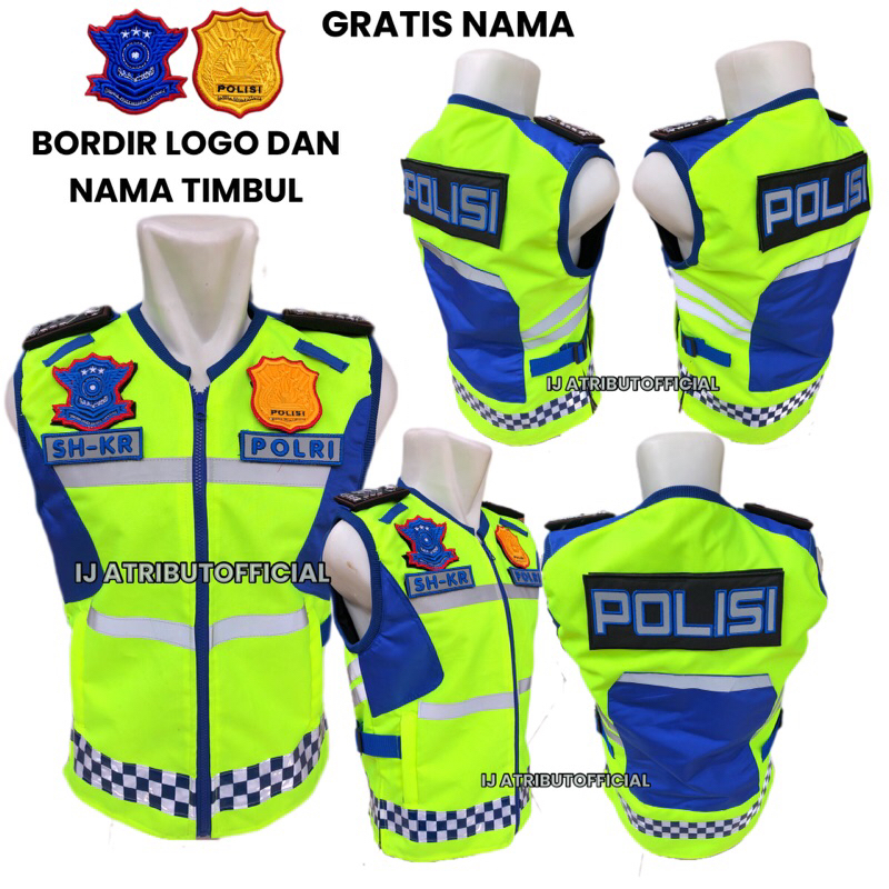 Rompi Polisi Lantas Tebal Biru Hijau Stabilo Terbaru
