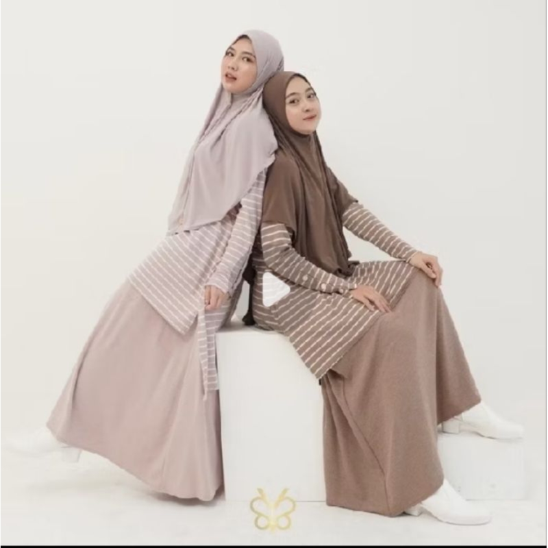 Ready Khalisa Strip One Set Rok dan Tunik By Yoora Sarah