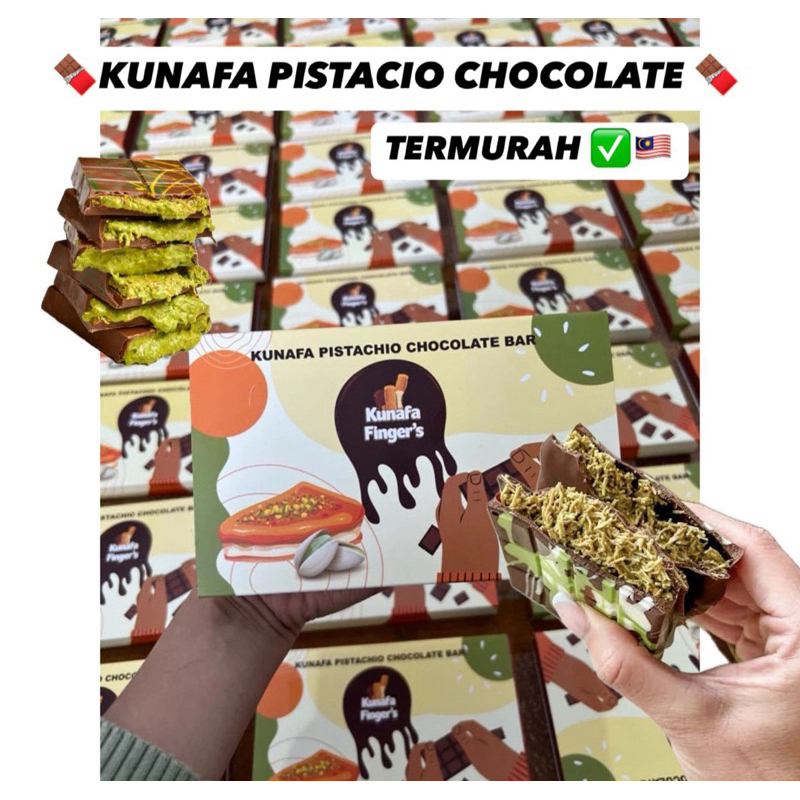 

COKLAT VIRAL KUNAFA CHOCOLATE PISTACHIO BAR HARGA MURAH ORIGINAL COKLAT VIRAL DUBAI KUNAFA PISTACHIO COKLAT KUNAFA FINGERS